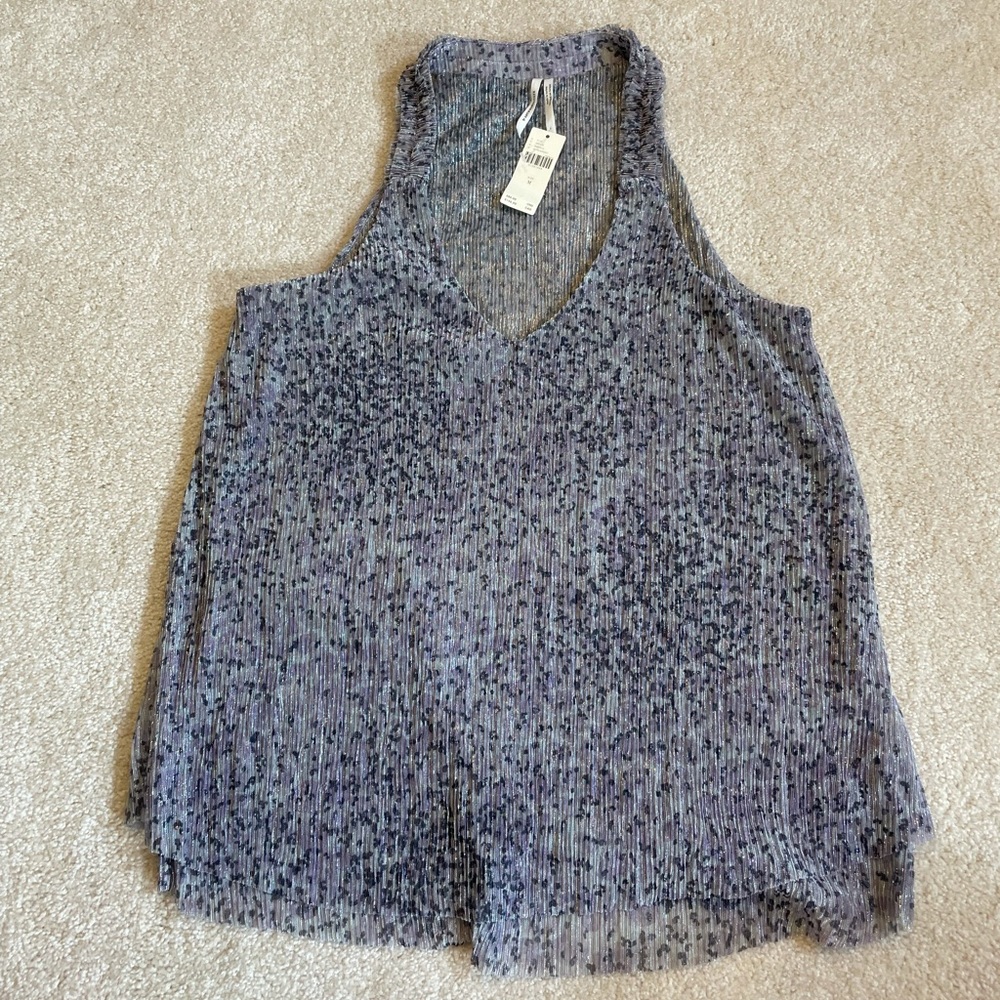 Anthropologie lavender silver metallic tank NWT